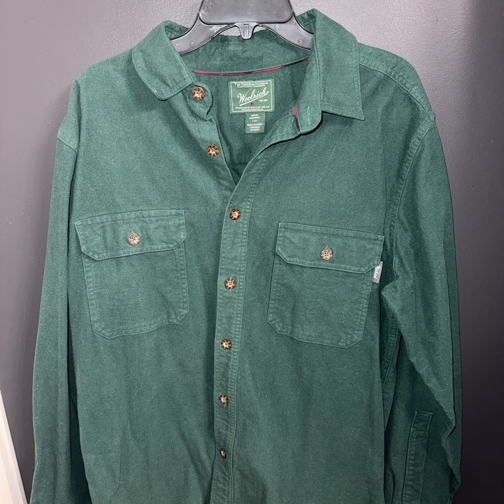 Woolrich Forest Green Button Down Flannel